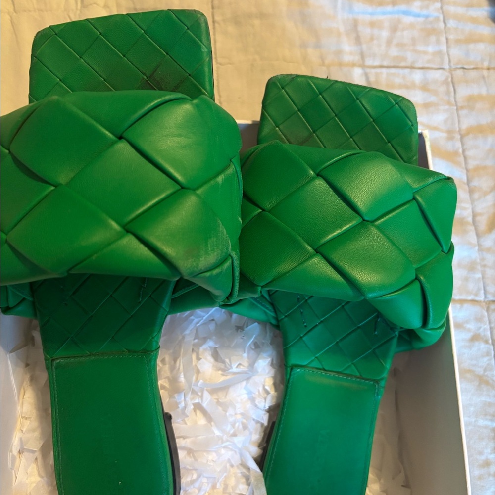 Bottega Veneta Green Braided Sandals